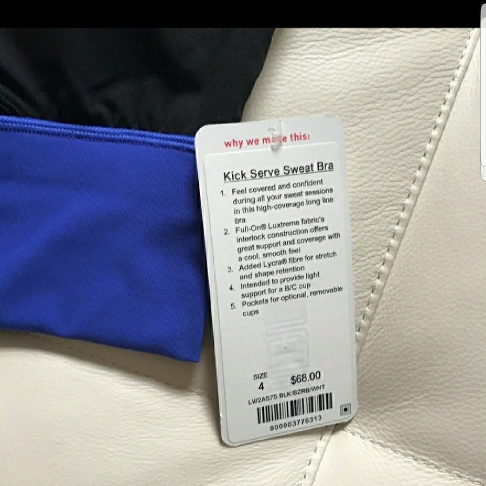 NWT LULULEMON KICK SERVE SWEAT BRA - Size 4 or 6 - Picture 4 of 7